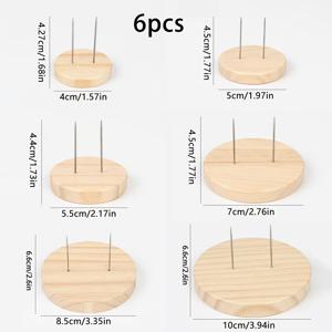 TEMU 6개 인형 베이스 스탠드, 뜨개질 디스플레이 단일 및 이중 강철 바늘 인형 스탠드 펠트 동물 장난감 목재 베이스 지원 액션 피규어 스탠드