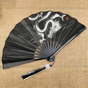 TEMU 1개 중국 용 접이식 부채 - 빈티지 핸드헬드 부채, 태슬 펜던트, 플라스틱 프레임 & 용 모티프 - 장식, 댄스 공연, 문화 행사용 휴대용 - 중국 무용, 공중 공연, 수집가용
