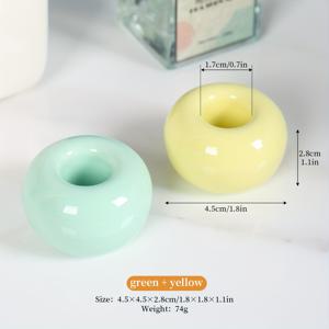 TEMU 2pcs 우아한 세라믹 칫솔 홀더 - 다기능 욕실 주최자, 블랙 & 핑크 라운드 베이스, 칫솔 및 펜 보관을 위한 독립형 디자인, 욕실 주최자 및 보관
