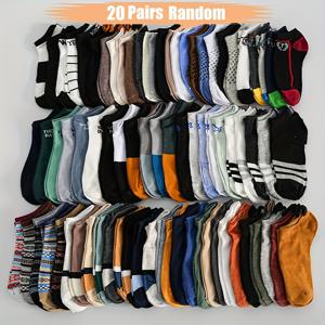 TEMU 20켤레 남성용 봄 여름용 부드럽고 편안한 땀 흡수 반바지 양말 - 운동 캐주얼 웨어, 땀 방지