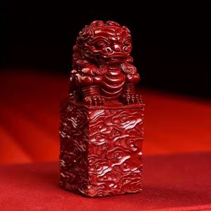 TEMU 천연 광물 진사바 석 사자 인장 장식품, 보라색 점토 사자 인장 장식품, 수제 인장 공예, 사무실 책상용 소형 오너먼트