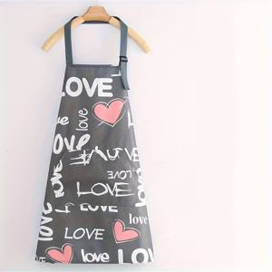 TEMU 꽃무늬 패턴 변형 가능, 조절 가능한 목끈, 큰 앞주머니, 세척 쉬움, 4가지 컬러 옵션, 요리와 가드닝에 적합, 스타일리시한 주방 액세서리 - 꽃과 하트 프린트 앞치마, 26.37 X 27.95 인치