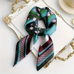 TEMU 우아한 70-꽃 사각 스카프, 부드러운 새틴, 가볍고 휴대 가능, 다기능 사용, 헤어밴드, 머리 스카프, 넥 스카프, 데일리 출퇴근, 해변 파티, 햇빛 가리개, 손세탁 가능