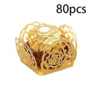 TEMU 80개 플로럴 레이스 종이 초콜릿 포장, 고품질 펄 로즈 사탕 상자, 초콜릿 트레이 종이, 웨딩 선물, 생일, 결혼식, 파티 장식 용품, 결혼식 답례품