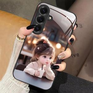 TEMU 패션 디자인 만화 귀여운 어린 소녀 강화유리 휴대폰 케이스, 삼성 갤럭시 노트9/노트10/노트20/A32/A50/A53/A70/A73/S20/S21/S22/S23/S24 S25/Plus Ultra FE용, 트렌드 고품질 보호 쉘 선물