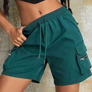 TEMU 멀티 포켓 캐주얼 다용도 카고 바지, 탄성 허리 밴드, 휴가용 비치 팬츠