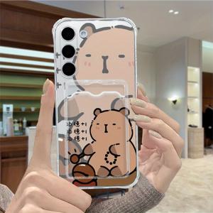 TEMU 예술적 감각의 카드 케이스 폰 커버, 스타일리시하고 실용적인, 낙하 방지, 내구성 있는, 카드 슬롯이 있는 사진 친화적인 전체 보호 삼성 갤럭시 A 12 13 14 22 23 33 42 51 52 53 71 72 73 S 20 FE 21 플러스 22 프로 23+ 24울트라 4G 5G에 적합한 포괄적인 보호