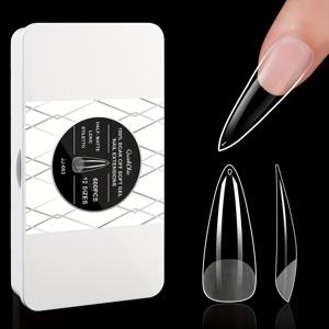 TEMU 600개 퀵치크 소프트 젤 네일 팁, 반 매트 클리어 아크릴 네일 팁, 네일 팁용 미리 제작된 인조 네일 팁, 네일 익스텐션 매니큐어 도구, 네일 아트 살롱용