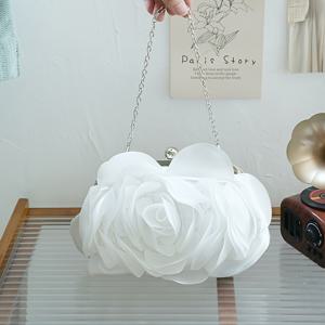 TEMU 신부를 위한 세련된 장미 핸드백, 공식 행사 및 이브닝 행사에 완벽, 꽃무늬 디테일로 장식