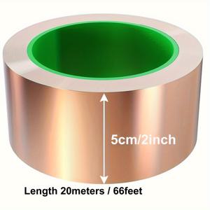 TEMU 구리 호일 테이프 - 2x66' 양면 접착 전도성 EMI 차단, 전기 수리, 용접, 접지, 정원 가꾸기, 예술 및 공예, 종이 회로용 - 민달팽이와 달팽이를 방지