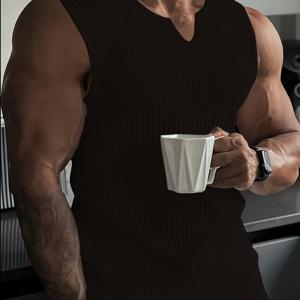 TEMU 남성 슬림핏 민소매 캐주얼 탄성 V넥 피트니스 조끼