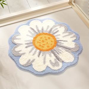 TEMU Tomhot 욕실 러그 매트, 귀여운 원형 꽃 욕실 매트, 부드럽고 미끄럼 방지, 흡수성 극세사 욕실 러그, 세탁기 사용 가능한 욕실 러그 카펫 (화장실 욕조 주방용) 24X24인치 (데이지)