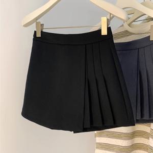 TEMU 스ーツ 플리츠 스커트 바지, 불규칙 A라인 하이웨이스트 트라우저 스커트, -스타일 다용도 와이드 레그 반바지|치마바지