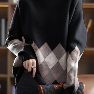 TEMU 스프링 신상 여성 의류/여성 여름 캐주얼 우아한 여성 의류, 출퇴근복 성격 라이트 매트어 데이리 이지 한국 여성 스웨터 대비 컬러 블록, 여성용