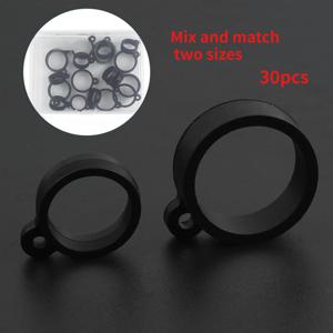 TEMU 30개 낚시대 후크 홀더 미끼 스탠드 - 고탄성 고무 링, 라인 엉킴 방지, 루어 및 웜 훅 안전, 트레블 훅용, 로드 가이드 및 코르크 핸들 보호, 낚시 장비 액세서리