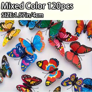 TEMU 60/120개 생동감 넘치는 인공 나비 - 두 가지 사이즈, 양면 테이프 포함 DIY 공예용 플라스틱 장식품, 모자 & 슬리퍼 장식, 홈 월 아트 및 축제 파티 데코, 리얼한 디자인의 내구성 있는 나비 장식, 클래식 스타일, 가벼운 무게, 정교한 제작, 공예 애호가를 위한 컬러풀한 재사용 가능한 나비