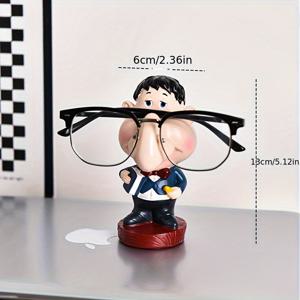 TEMU 업그레이드된 추체중형 창의적인 안경테 1개, 만화 테마 장식용 안경테, 책상용, 전기 불필요, 이상적인 선물, 사무실 장식