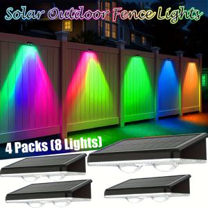 TEMU 태양광 울타리 스트립 8/4 LED 비즈, 4개 세트/2개 세트 - 8가지 색상 정원 벽 조명, 9가지 패턴 상업용 장식 조명, 실외 IP44 방수 벽 조명, 파티오, 데크, 호텔 및 상업 거리 및 지역 조명 및 장식