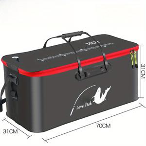 TEMU Eva 물고기 버킷, 접이식 두꺼운 물탱크, 다기능 낚시 장비 상자, 지퍼 잠금, 완전 방수, 비즈니스 스타일, 단색, 휴대용, 튼튼한 어항, 실용적인 낚시 장비 용기