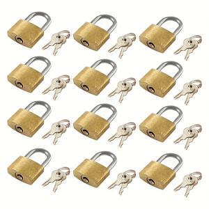 TEMU 미니 자물쇠 12개 세트 + 키 디자인 | 안티프라이 캐리어 자물쇠 | 캐리어/백팩/공구함/보석함/학교/체육관/사물함/체육관 사물함용 | 3.05cm 소형 자물쇠 (30.48cm)