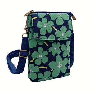 TEMU 여성용 크로스바디 가방 (지퍼 포함, 휴대폰 수납), 캐주얼 스몰 백, 플로럴 프린트, 다층 수납 파우치