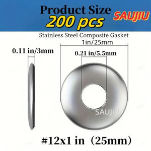 TEMU 스테인리스 스틸 EPDM 고무 복합 와셔 200개 - 드릴 테일 나사용 금속 접합 씰 - 방수, 풀림 방지, 충격 흡수, 미끄럼 방지, 노화 방지, 내구성 있는 씰, 다양한 사이즈