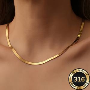 TEMU 여성을 위한 고품질 스테인리스 스틸 골든 스네이크 뼈 체인 목걸이, 퇴색 방지, 간편하고 우아함, 고품질 패셔너블 여성용 블레이드 목걸이, 또는 파티를 위한 주얼리 추가