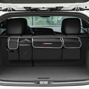 TEMU 스포츠 스타일 자동차 옥스포드 접이식 시트 후면 수납백, 트렁크 수납박스, 스포츠 로고, 미끄럼 방지 칸막이 짐 보관함 도구 차량용, 수납박스, 크로스컨트리 캠핑 홈 정리 용기, 대부분의 모델에 적합