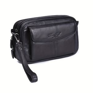 TEMU 남성용 가죽 클러치 지갑, 휴대폰 정리용으로 디자인되었으며 손목 가방 및 비즈니스 핸드백으로 사용 가능