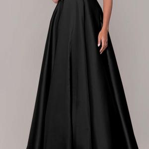 TEMU 여성용 이브닝 파티 스커트 새틴 단색 하이웨이스트 플리츠 A라인 스윙 baj baggy 경량 심플 무거움 없는 무거움 프롬 가운 우아한 스커트
