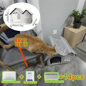 TEMU 사계절 고급 완전 밀폐형 애완 동물 하우스 – 단열 알루미늄 포일, 탈착식 쿠션, 전천후 쉼터. 겨울철 따뜻함, 여름철 시원함. 여러 고양이 또는 소형견에게 이상적, 실내/실외 사용