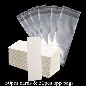 TEMU 50개 카드 & 50개 OPP 백 보석 포장 및 디스플레이 세트, DIY 키체인, 폰 체인 포장용 - 결혼식, 파티, 크리스마스, 새해 선물 가방에 적합