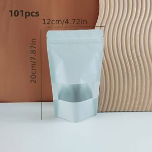 TEMU 101개 식품 보관백, 알루미늄 호일 백, 창문이 있는 흰색 스탠드업 파우치, 강화 지퍼 밀봉 백, 차, 구미베어, 커피 백에 적합