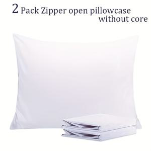 TEMU 2개 세트, 스탠다드 극세사 베개 커버 (지퍼 포함) - 통기성 좋은 지퍼형 베개 커버 (헤어 및 피부 보호), 부드러운 브러시 처리된 원단 베개 커버