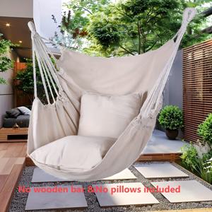 TEMU 휴대용 야외 캠핑 스윙 체어 - 내구성 있는 해먹 스타일 디자인, 가볍고 튼튼한 레저 행잉 체어, 뒷마당, 여행, 캠핑에 적합 - 블랙/화이트/그레이 (베개 미포함), 캠핑 체어, 해먹 스타일 스윙