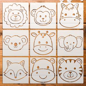 TEMU 9개의 만화 동물 아바타 템플릿, 5.9인치, 카드 제작, 선물 상자, 패브릭 엠보싱, 페인팅, 미술 작품, 공예품, 예술 작품, 프로젝트, 벽 장식, 홈 데코, 유리, 문과 창문에 적합, 재사용 가능