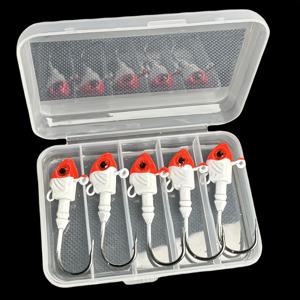 TEMU 생생한 낚시 루어 추 장착 훅 5개 세트, 물고기 머리 포함 - 농어, 파이크, 송어용 헤비/드롭샷 추 - 소프트 베이트 (7g, 10g, 14g) - 민물/바닷물 낚시용