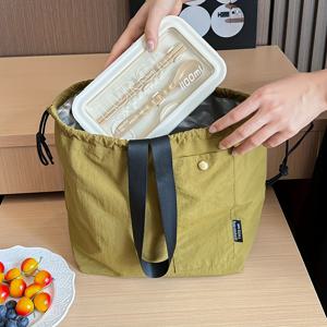 TEMU 1개 휴대용 보온 도시락 가방, 포일 라이너 - 캔버스 피크닉 백, 직장/학교/캠핑용, 방수 기능, 음식 접촉 없음