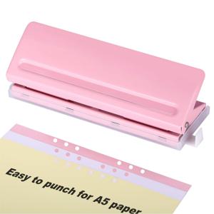 TEMU 조절 가능한 6홀 펀치, 플래너 및 6링 바인더용 금속 종이 펀치, 6장 용량, A4/A5/A6/개인/포켓 사이즈 호환