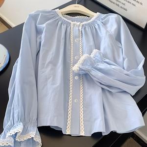 TEMU 플로럴 패치워크 캐주얼 긴팔 셔츠