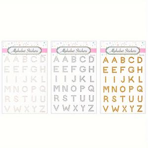 TEMU 3개입 투명 아크릴 영문 레터 스티커, 아크릴 라인석 레터 스티커, 저널, 사진 앨범, 스크랩북 장식용, DIY 재료, 공예용 데칼, 골든, 실버리, 투명 라인석 영문 레터 스티커