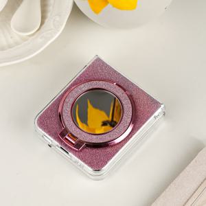 TEMU 폰 케이스: 1 그라데이션 반짝이 글리터 카드스톡 라운드 미러 메이크업 터치업 스탠드, 접이식 폰 케이스, 갤럭시 Z 플립3 5G, 갤럭시 Z 플립4 5G, 갤럭시 Z 플립5 5G, 갤럭시 Z 플립6 5G 호환