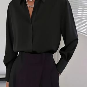TEMU 엘레강스 디렉션 + 뷰티풀 여성 셔츠, 여름 경량 여성 캐주얼 패션 단색 활용도 높은 출퇴근용 셔츠