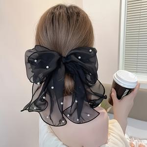 TEMU 싱글 레이스 리본 장식 헤어 클립 - 구슬 장식, 플로럴 디자인, 여성용, 발렌타인데이 선물용