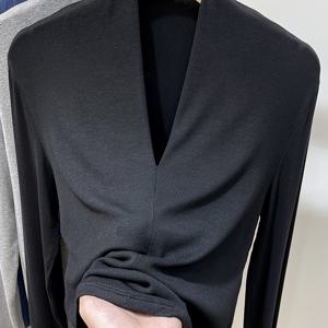 TEMU 베이스 셔츠 여성 가을/겨울 신상 슬림 V넥 긴팔 티셔츠 패셔너블하고 스타일리시한 스몰 셔츠 속옷 탑