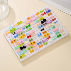 TEMU 36/100쌍 레진 3D 꽃 데이지 장미 멀티스타일 마카롱 컬러 우아한 스터드 귀걸이, 로맨틱 웨딩 파티 데코 액세서리, 플라스틱 귀걸이 포스트 금속 없음, 여성과 소녀를 위한, 생일 선물, 크리스마스 선물, 커플 귀걸이, 주얼리