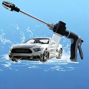 TEMU 고압 폼 건 - 긴 손잡이가 있는 고압 세차용 폼 건 - 청소, 물주기, 공기 주입용 조절식 노즐 - 폼 캐논 및 고압 스프레이 병 포함