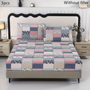 TEMU 기하학 프린트 침구 세트 3종 | 맞춤형 시트 | 스몰 싱글 더블 베드 킹 사이즈 | 90 140 160 180 200 200x220 | 매트리스 보호 | 매트리스 커버 | 베드스프레드 | 객실 | 기숙사 | 학생용 침대 | 침실 | 침대 시트 1개 + 베개 커버 2개 | 충전재 없음