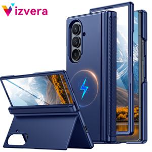 TEMU 휴대폰 케이스 - 삼성 Z Fold 7 접이식 보호 케이스 (스탠드 포함), 무선 충전 지원, 복도 체인 보호 내장 9H 스크린 보호 필름, 내장 숨겨진 스탠드, 초박형 충격 방지 PC 휴대폰 케이스 크리스마스 선물