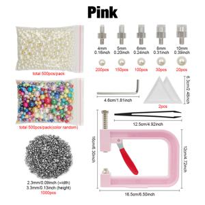 TEMU 수동 세팅기 키트 포함 4-10mm 무타공 ABS 진주 리벳 구슬 세트 1000개 - 모자/신발/가방/의류 액세서리/가죽공예용 플라스틱 구슬 리벳 스터드 못 고정 세트